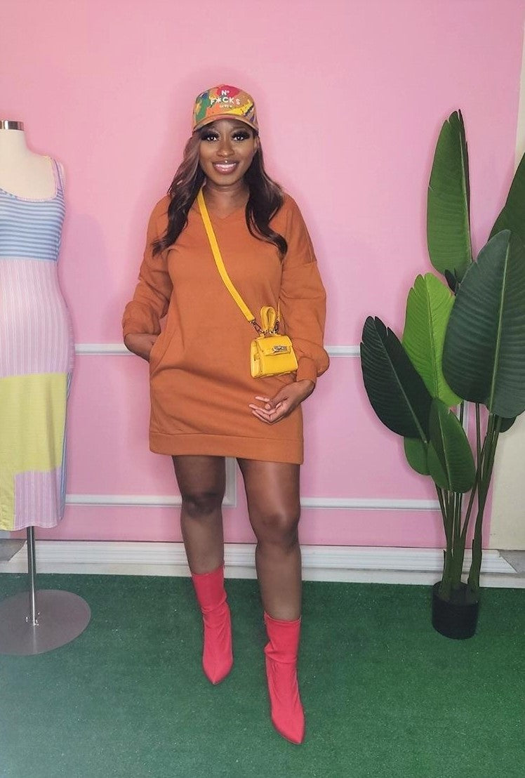 Chill Vibes Sweatshirt Dress - Almond